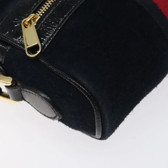 GUCCI Ofdea Sherry Line Shoulder Bag Suede Navy Gold 517350 Auth BA2925 - Picture 4 of 16